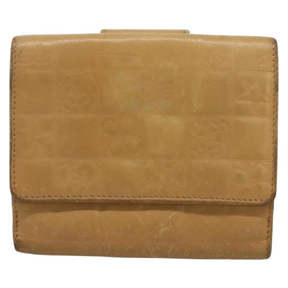 CHANEL Icon Line Bifold Wallet Leather Beige CC - Picture 2 of 16